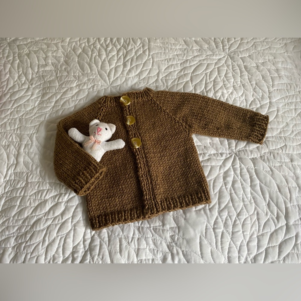 Brown Knit Baby Cardigan Sweater
